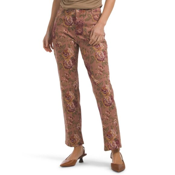 BAGATELLE COLLECTION Valencia Floral 5 Pocket Relaxed Straight Jeans - Picture 1 of 2